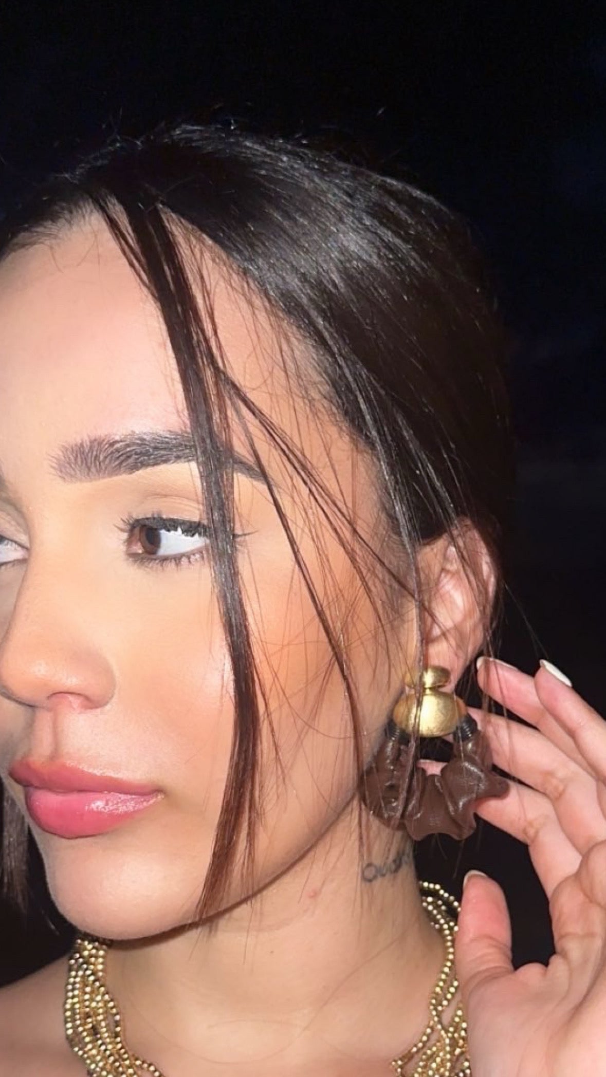 brown leader earring