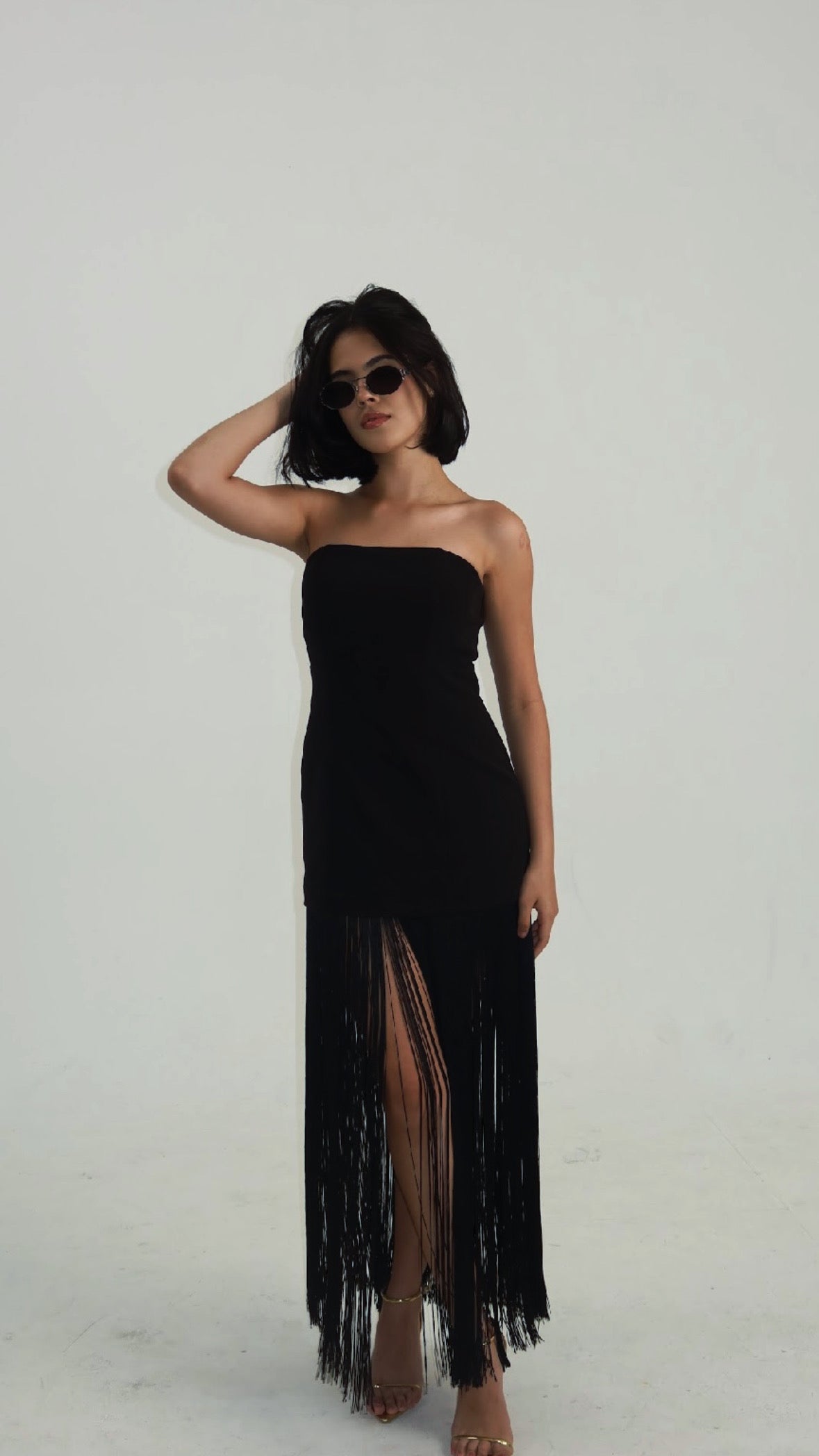 mare mare strapless fringe maxi dress
