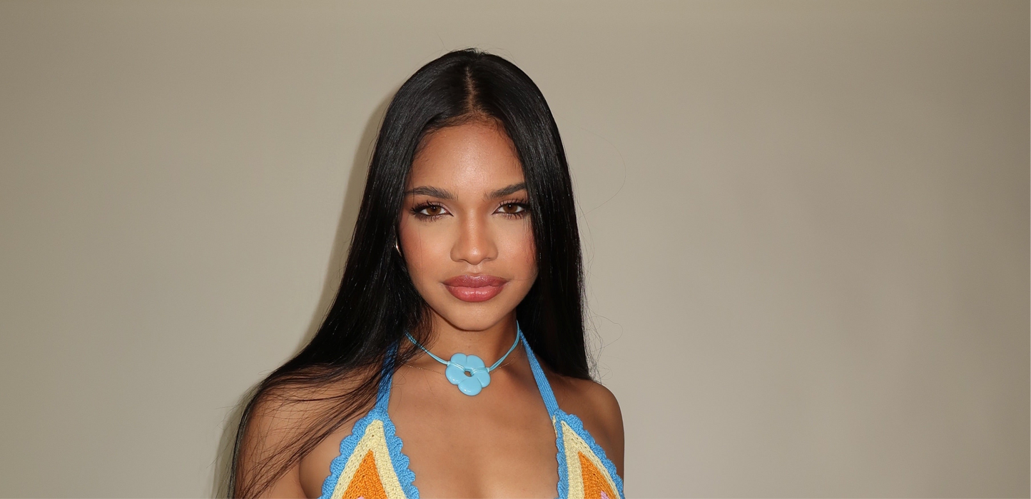 blue flower neckleace